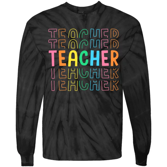 Retro Teacher Colorful Elementary School Teachers Tie-Dye Long Sleeve Shirt