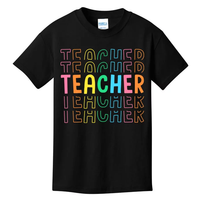 Retro Teacher Colorful Elementary School Teachers Kids T-Shirt