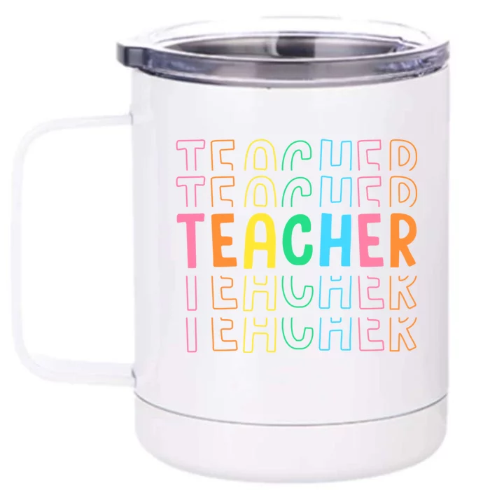 Retro Teacher Colorful Elementary School Teachers Front & Back 12oz Stainless Steel Tumbler Cup