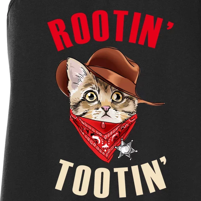 Rootin' Tootin' Cowboy Cat Meme Women's Racerback Tank