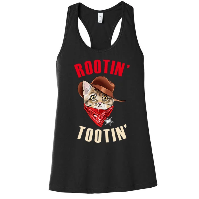 Rootin' Tootin' Cowboy Cat Meme Women's Racerback Tank