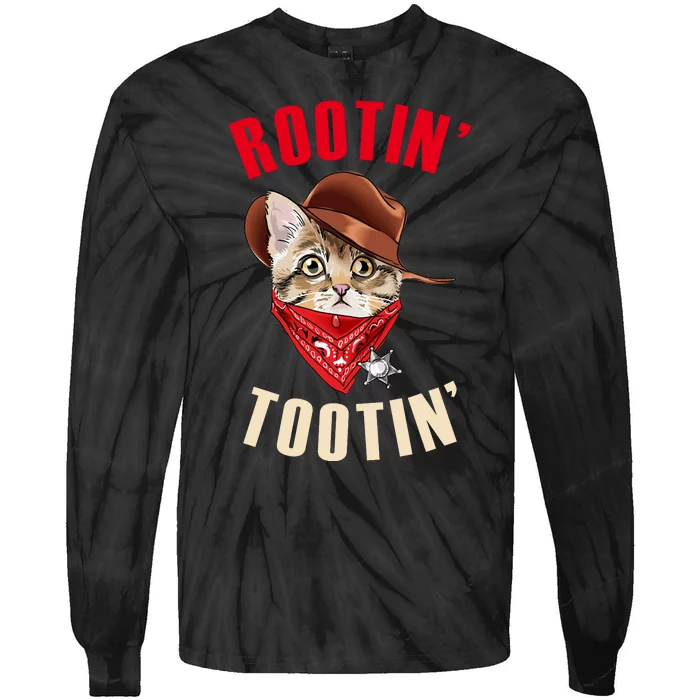 Rootin' Tootin' Cowboy Cat Meme Tie-Dye Long Sleeve Shirt