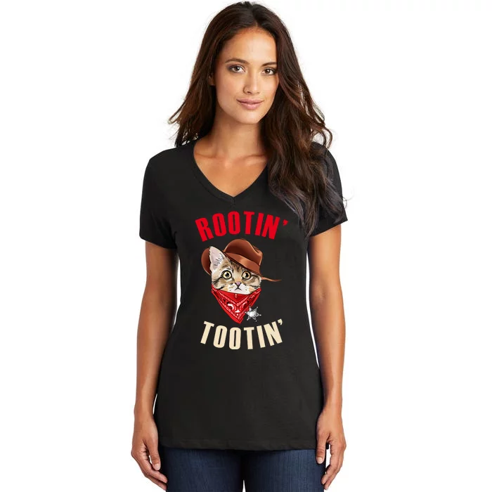 Rootin' Tootin' Cowboy Cat Meme Women's V-Neck T-Shirt