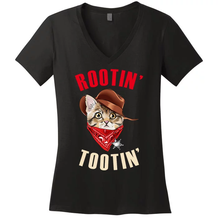 Rootin' Tootin' Cowboy Cat Meme Women's V-Neck T-Shirt