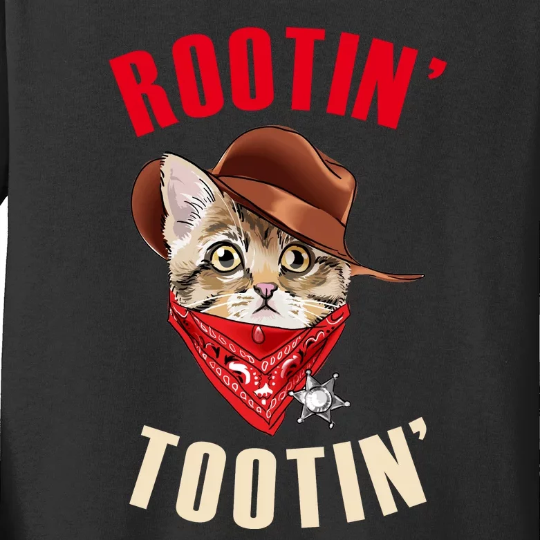 Rootin' Tootin' Cowboy Cat Meme Kids Long Sleeve Shirt