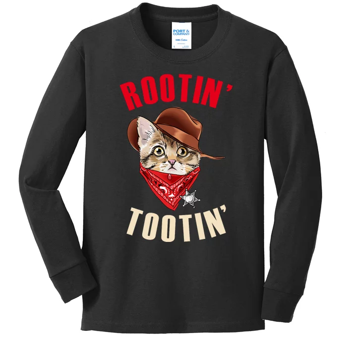 Rootin' Tootin' Cowboy Cat Meme Kids Long Sleeve Shirt