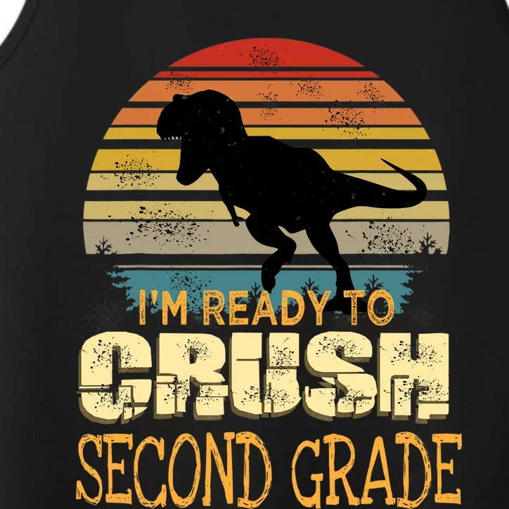 Ready To Crush Second 2nd Grade Dinosaur Back To School Boy Performance Tank