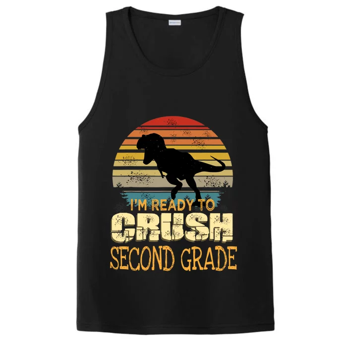 Ready To Crush Second 2nd Grade Dinosaur Back To School Boy Performance Tank