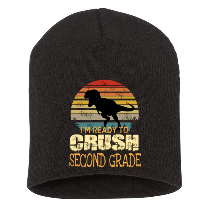 Ready To Crush Second 2nd Grade Dinosaur Back To School Boy Short Acrylic Beanie