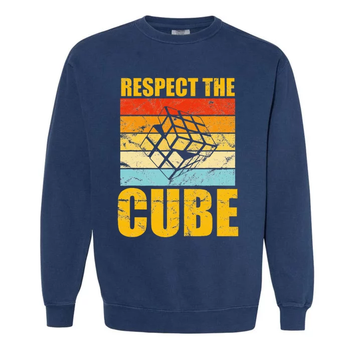 Respect The Cube Puzzle Speed Cubing Garment-Dyed Sweatshirt