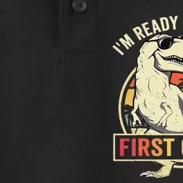 Ready To Crush First Grade 1st Day Of School Dinosaur Dry Zone Grid Performance Polo