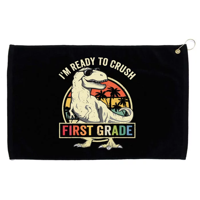 Ready To Crush First Grade 1st Day Of School Dinosaur Grommeted Golf Towel