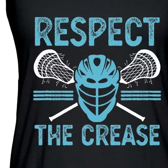 Respect The Crease Funny Lacrosse Player Lax Goalie Ladies Essential Flowy Tank