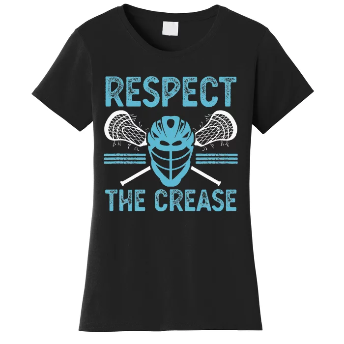 Respect The Crease Funny Lacrosse Player Lax Goalie Women's T-Shirt