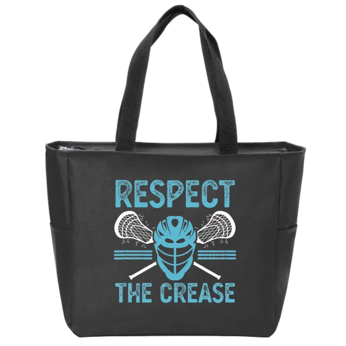 Respect The Crease Funny Lacrosse Player Lax Goalie Zip Tote Bag