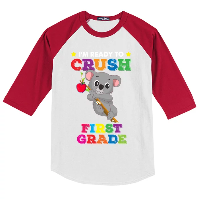 Ready To Crush 1St Grade Koala Bear Funny Back To School Gift Kids Colorblock Raglan Jersey