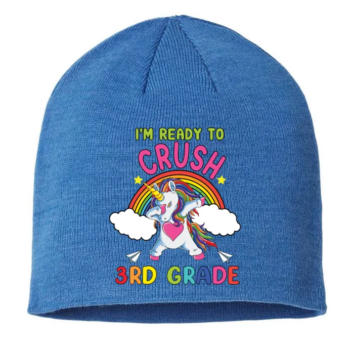 Ready To Crush 3Rd Grade Dabbing Unicorn Back To School Gift 8 1/2in Sustainable Knit Beanie