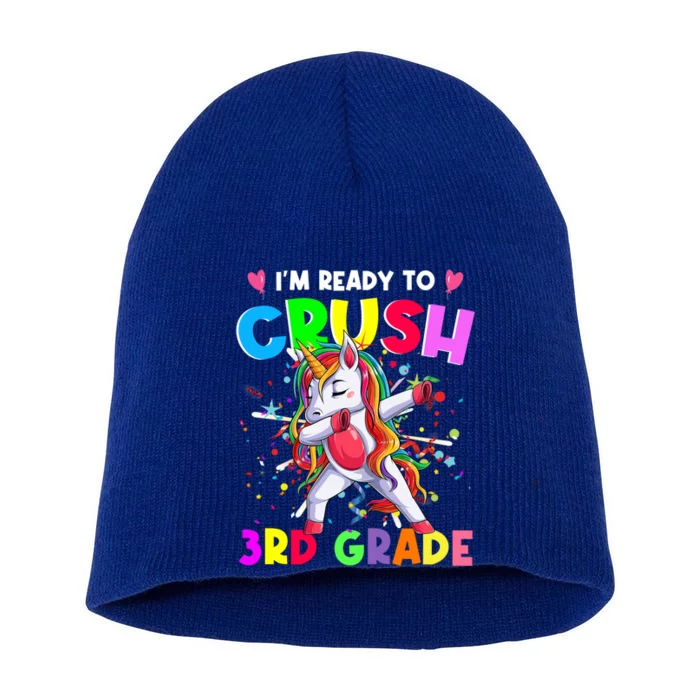 Ready To Crush 3Rd Grade Unicorn Back To School Gift Short Acrylic Beanie