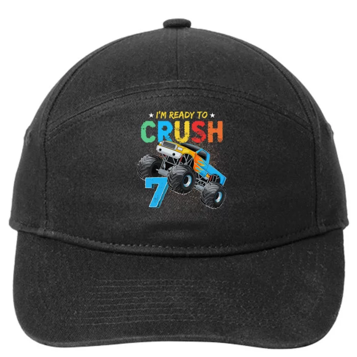 Ready To Crush 7 Monster Truck 7th Birthday Boy 7-Panel Snapback Hat