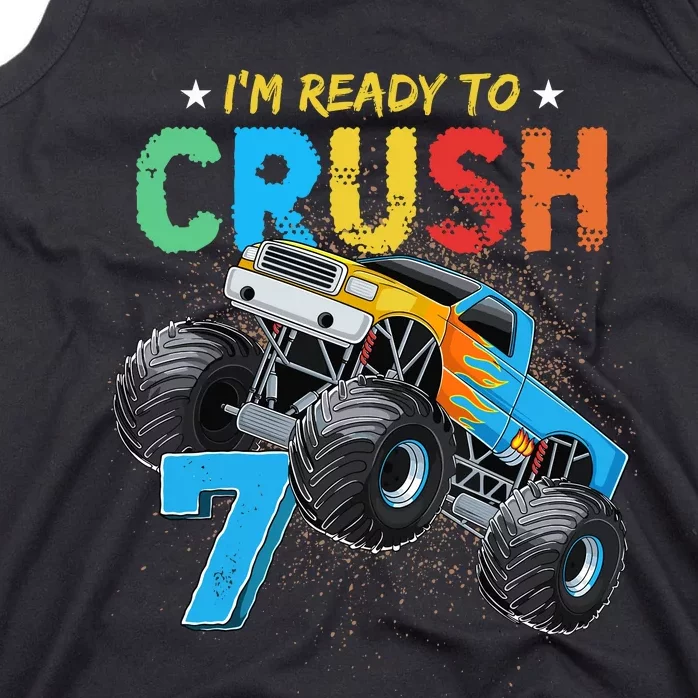 Ready To Crush 7 Monster Truck 7th Birthday Boy Tank Top