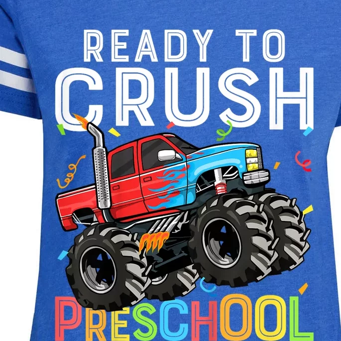 Ready To Crush Preschool Monster Truck Enza Ladies Jersey Football T-Shirt