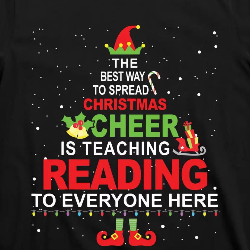 Reading Teacher Christmas Elf Christmas Cheer T-Shirt