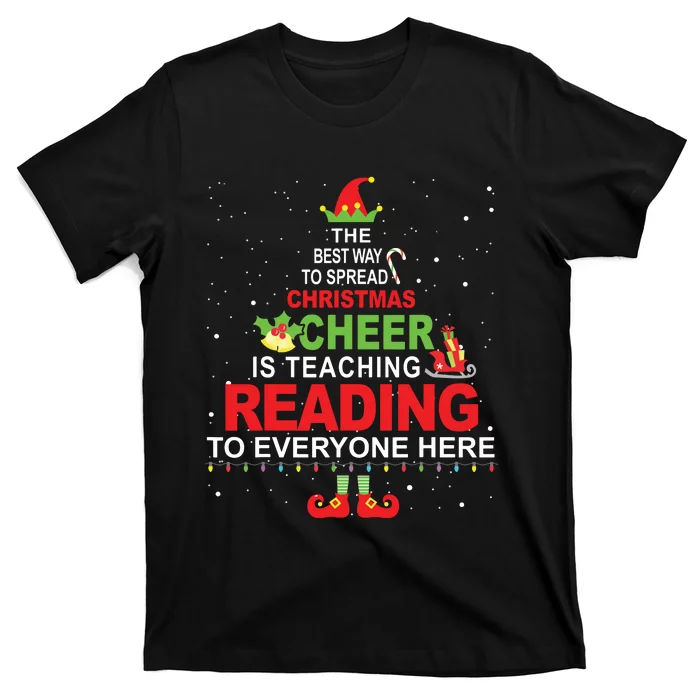 Reading Teacher Christmas Elf Christmas Cheer T-Shirt