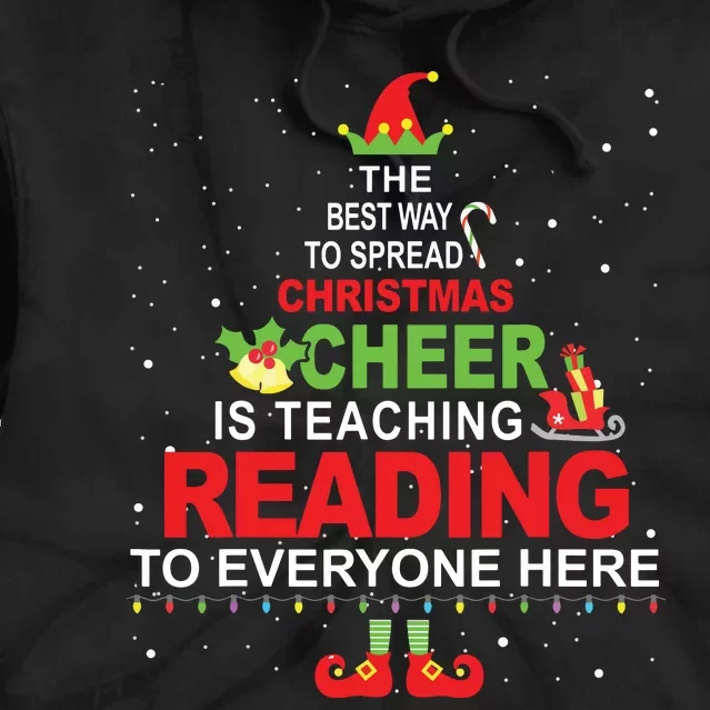 Reading Teacher Christmas Elf Christmas Cheer Tie Dye Hoodie