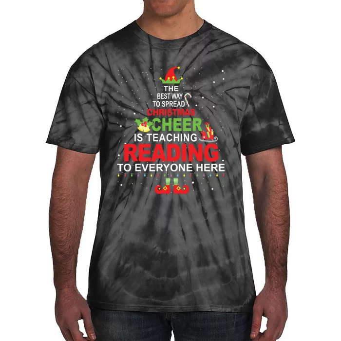 Reading Teacher Christmas Elf Christmas Cheer Tie-Dye T-Shirt