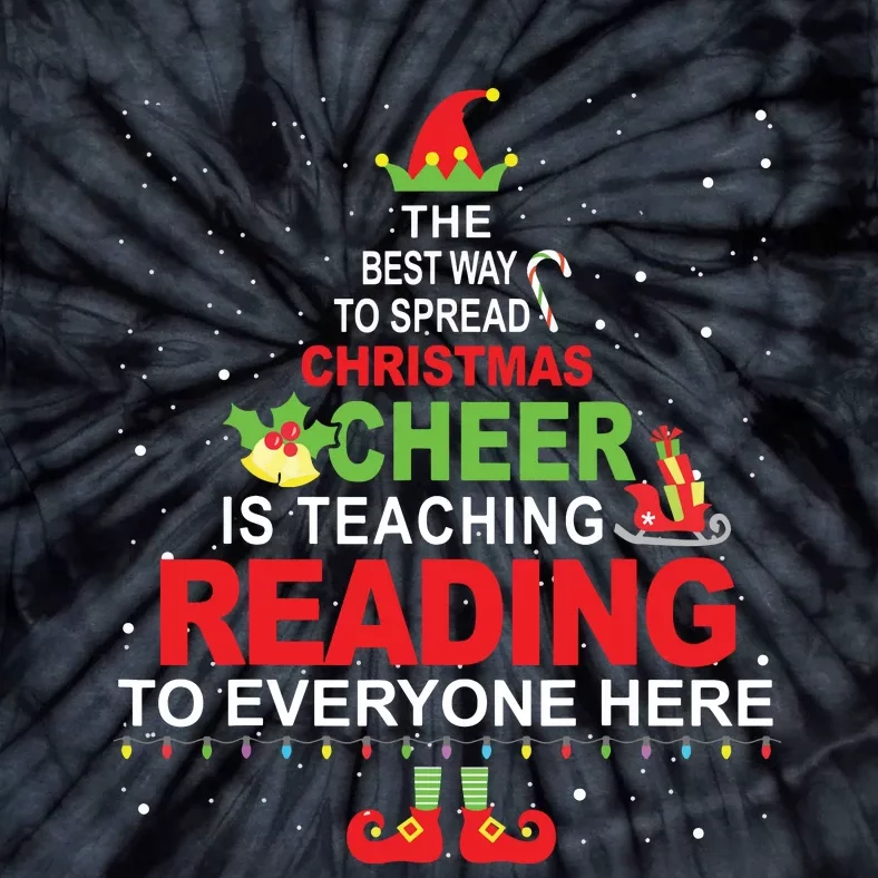 Reading Teacher Christmas Elf Christmas Cheer Tie-Dye T-Shirt