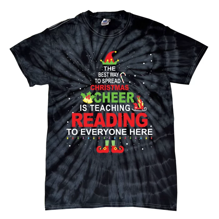 Reading Teacher Christmas Elf Christmas Cheer Tie-Dye T-Shirt