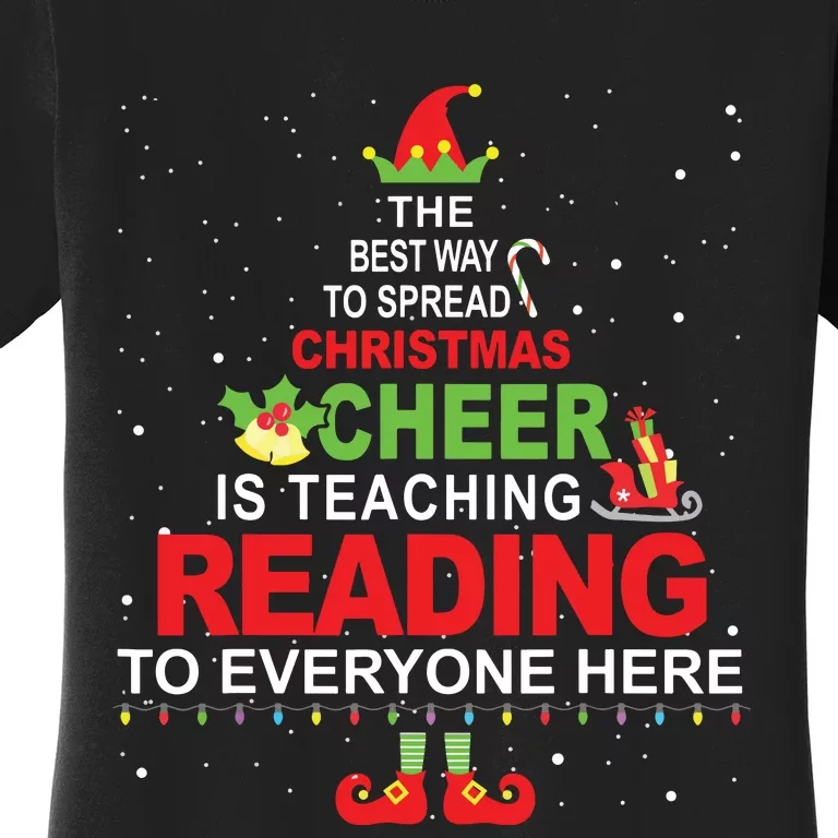 Reading Teacher Christmas Elf Christmas Cheer Women's T-Shirt