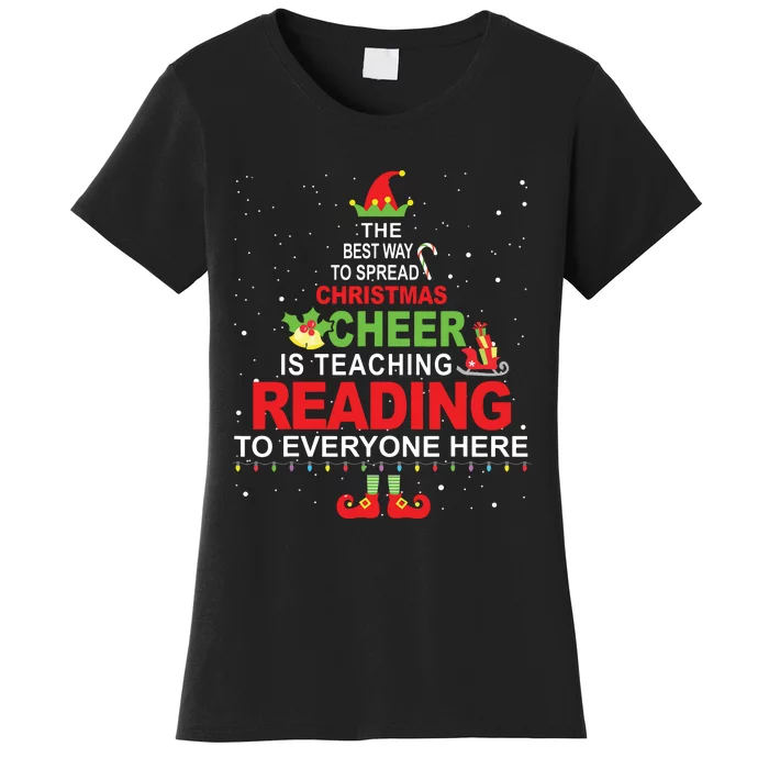 Reading Teacher Christmas Elf Christmas Cheer Women's T-Shirt