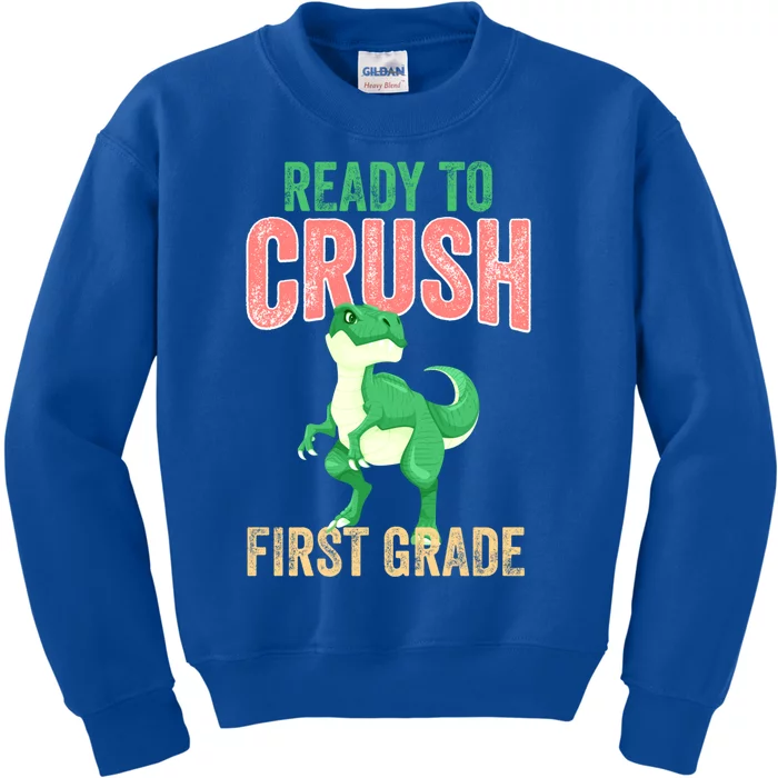 Ready To Crush First Grade TRex Dinosaur Cool Gift Kids Sweatshirt