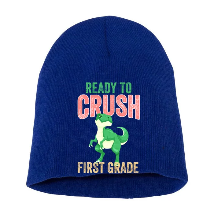 Ready To Crush First Grade TRex Dinosaur Cool Gift Short Acrylic Beanie