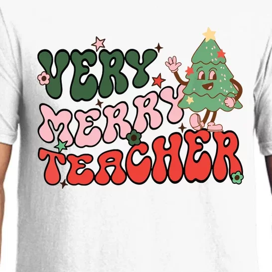 Retro Teacher Christmas Shirts Very Merry Teacher Pajama Set