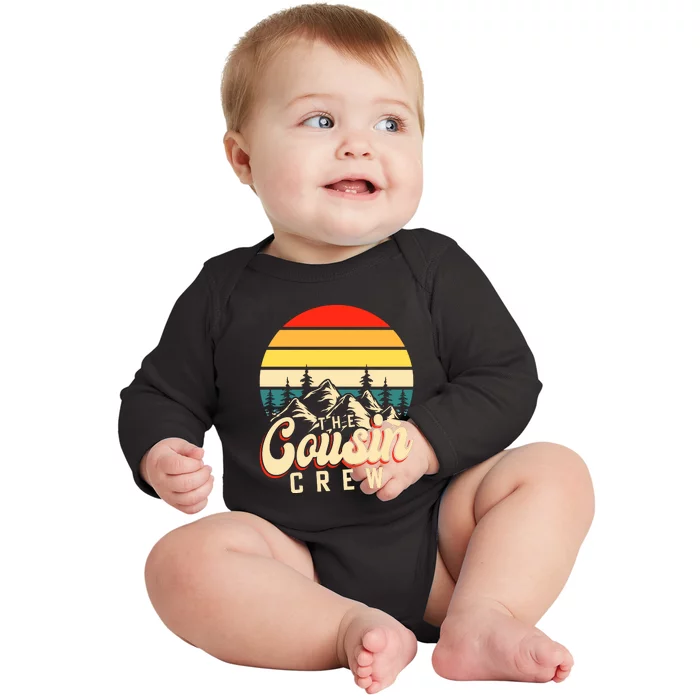 Retro The Cousin Crew Wilderness Camping Addiction Baby Long Sleeve Bodysuit