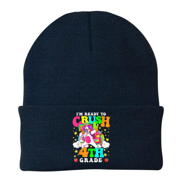 Ready To Crush 4th Grade Cute Unicorn Back To School Girl Knit Cap Winter Beanie