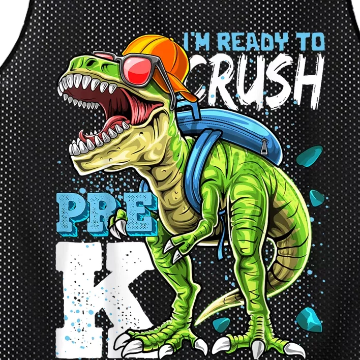 Ready To Crush PreK T Rex Dinosaur Back To School Boy Gift Mesh Reversible Basketball Jersey Tank