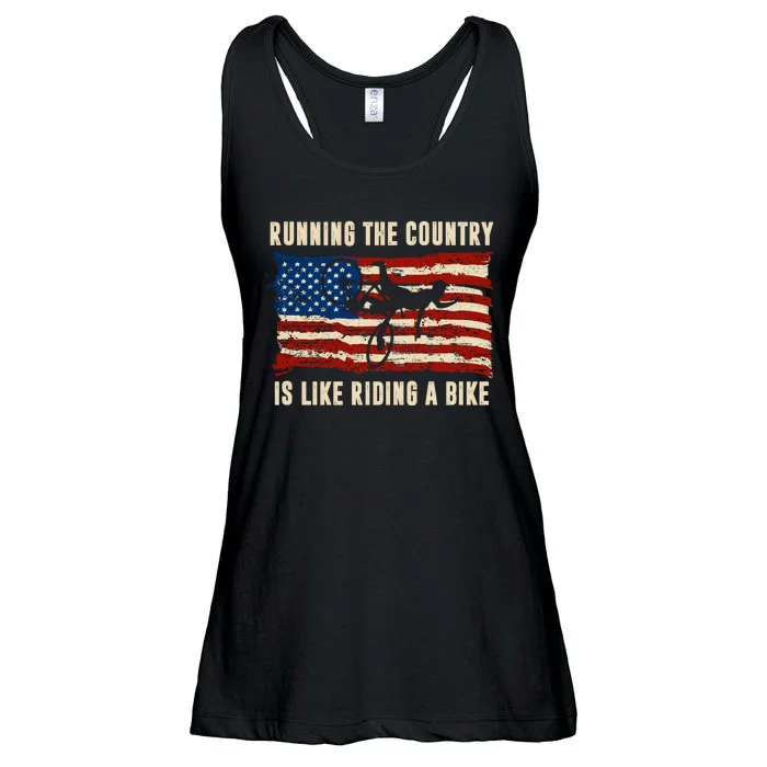 Running The Country Is Like Riding A Bike Ladies Essential Flowy Tank