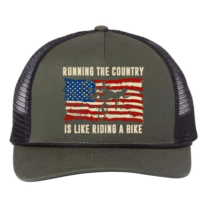 Running The Country Is Like Riding A Bike Retro Rope Trucker Hat Cap