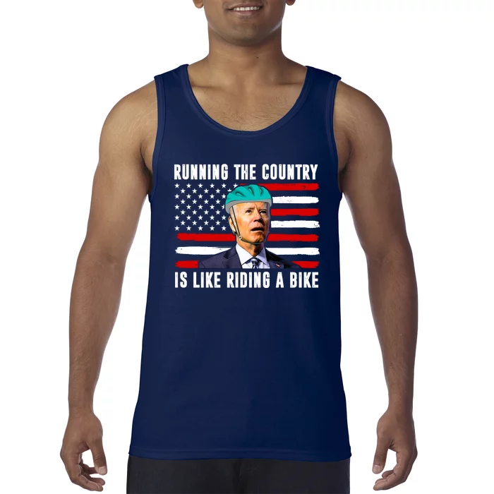 Running The Country Is Like Riding A Bike Funny Biden Tank Top