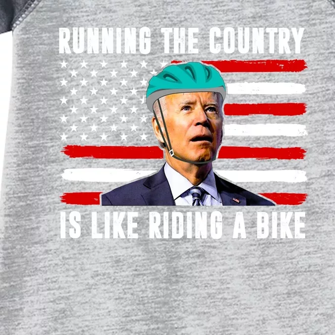 Running The Country Is Like Riding A Bike Funny Biden Infant Baby Jersey Bodysuit