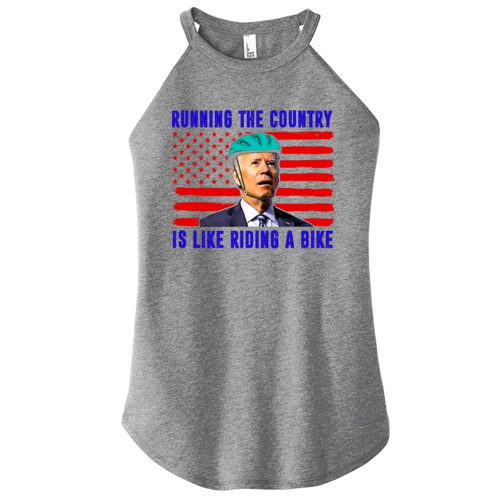 Running The Country Is Like Riding A Bike Funny Biden Women’s Perfect Tri Rocker Tank