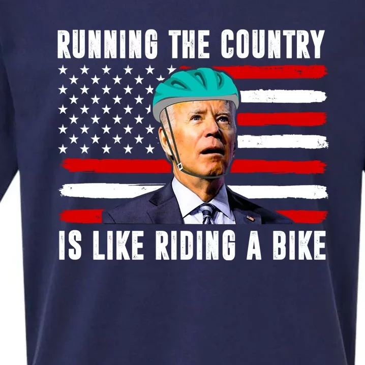 Running The Country Is Like Riding A Bike Funny Biden Sueded Cloud Jersey T-Shirt