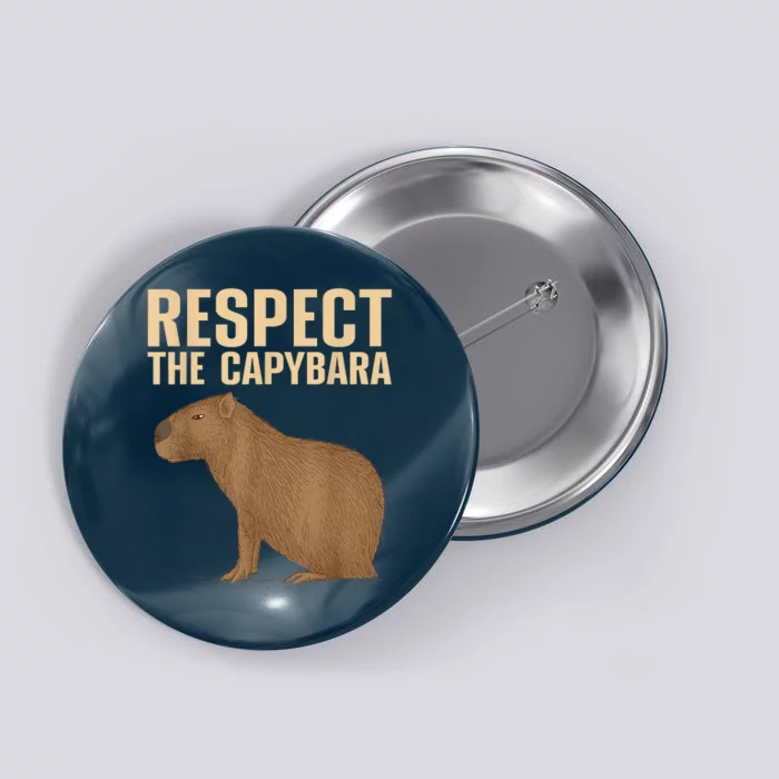 Respect The Capybara Funny Capybara Cavy Rodent Capybara Lover Button