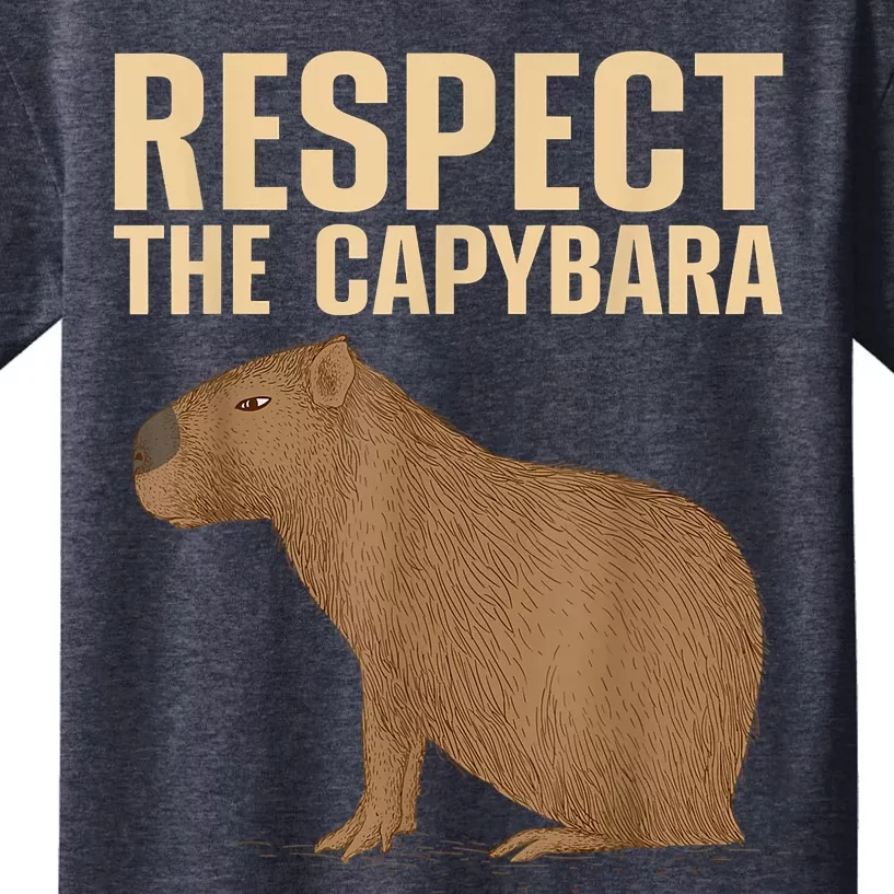 Respect The Capybara Funny Capybara Cavy Rodent Capybara Lover Kids T-Shirt