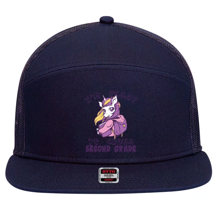 Ready To Crush Second 2Nd Grade Unicorn Back To School Gift 7 Panel Mesh Trucker Snapback Hat