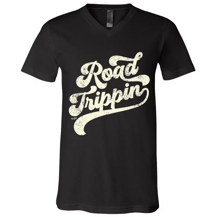 Road Trippin Cool Retro Vintage Road Trip Distressed V-Neck T-Shirt