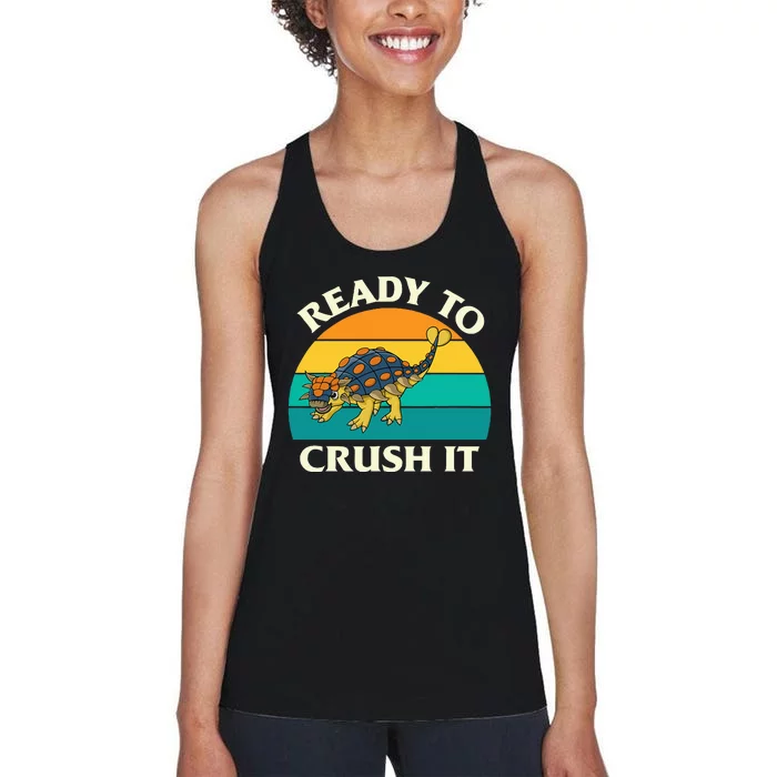 Ready To Crush It Dinosaur Dino Paleontologist Ankylosaurus Women's Racerback Tank